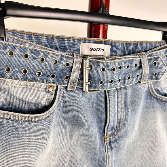 Danielle Guizio NY Sz S Low Rise Belted Denim Mini Skirt - Picture 6 of 9